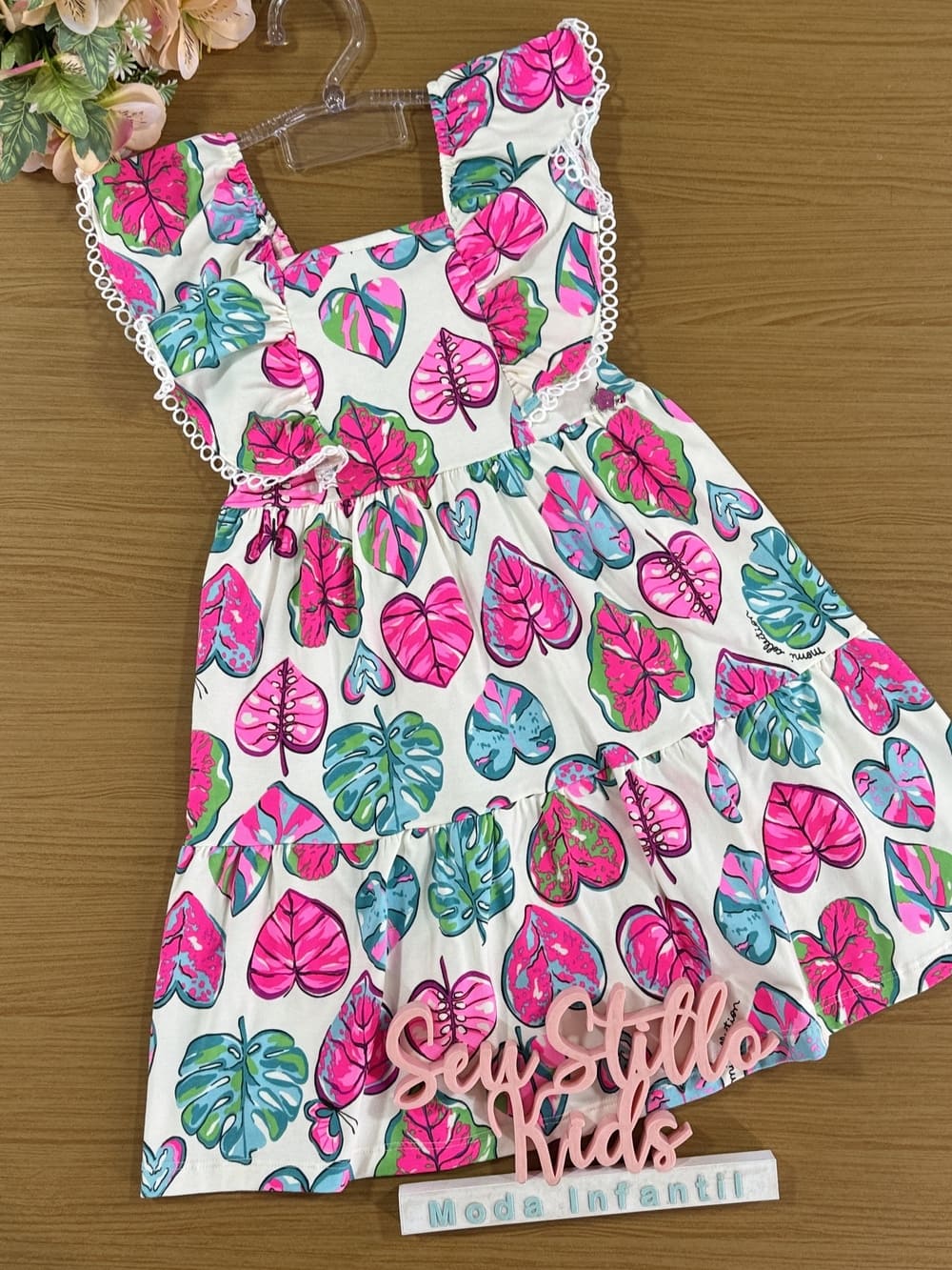 Vestido Infantil Momi Verão Folhas