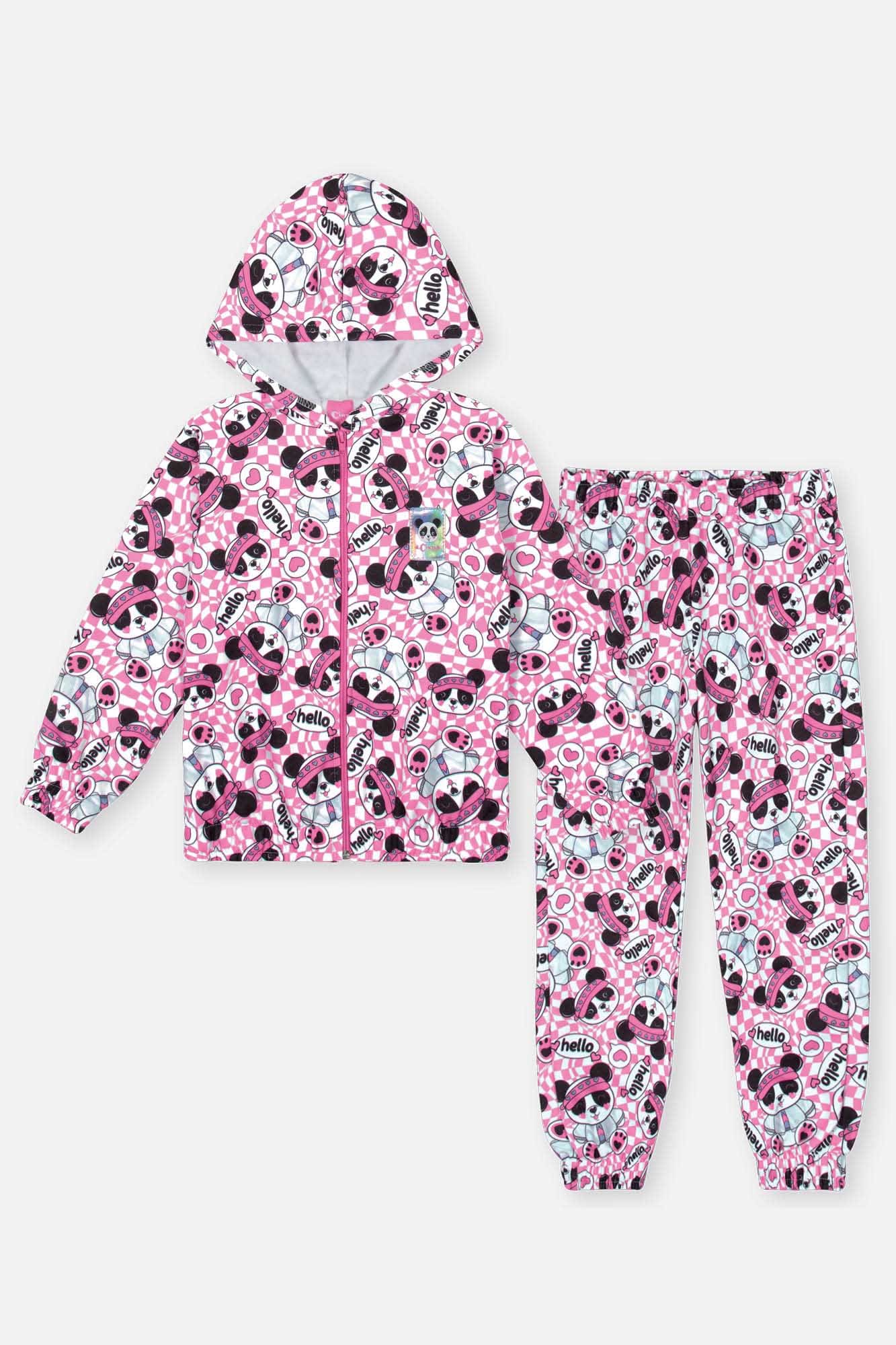 Conjunto Infantil Cinti Inverno Calça e Jaqueta Flanelada Panda