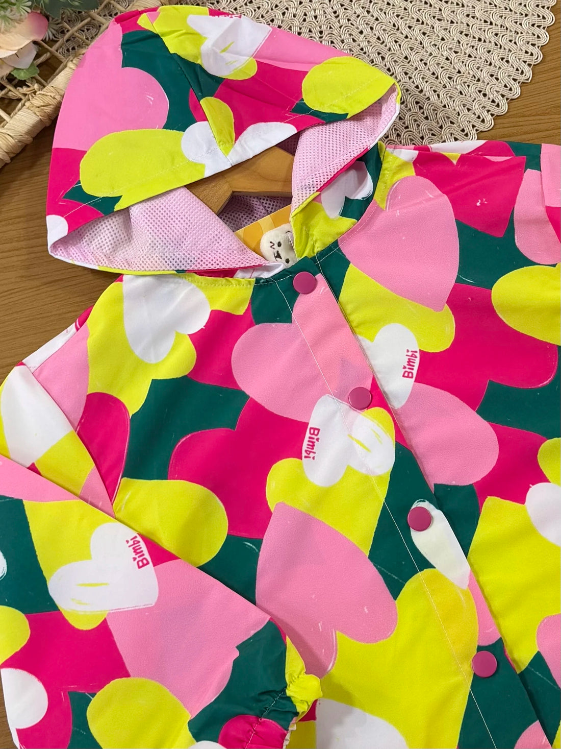 Jaqueta Infantil Corta Vendo Bimbi Inverno Colorida Corações