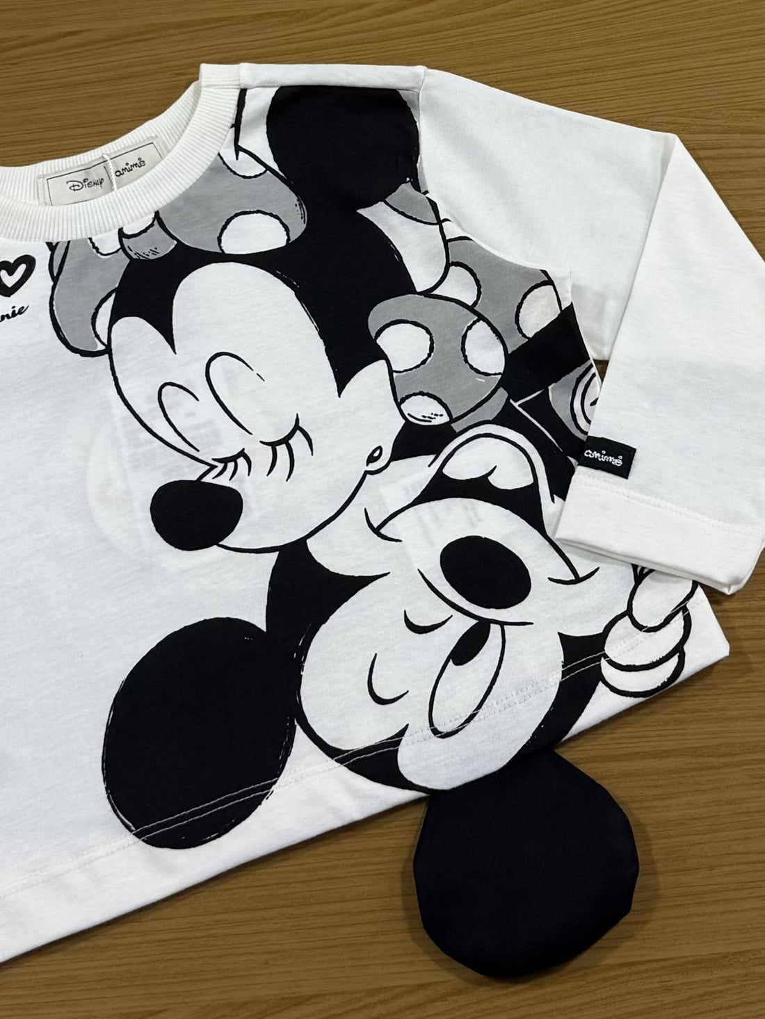 Blusa Infantil Animê Inverno Manga Longa Branca Minnie e Mickey