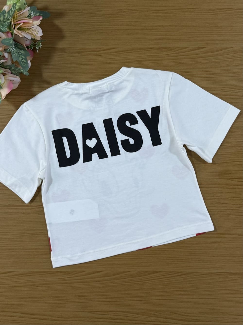Blusa Infantil Momi Verão Branca Daisy Corações Disney
