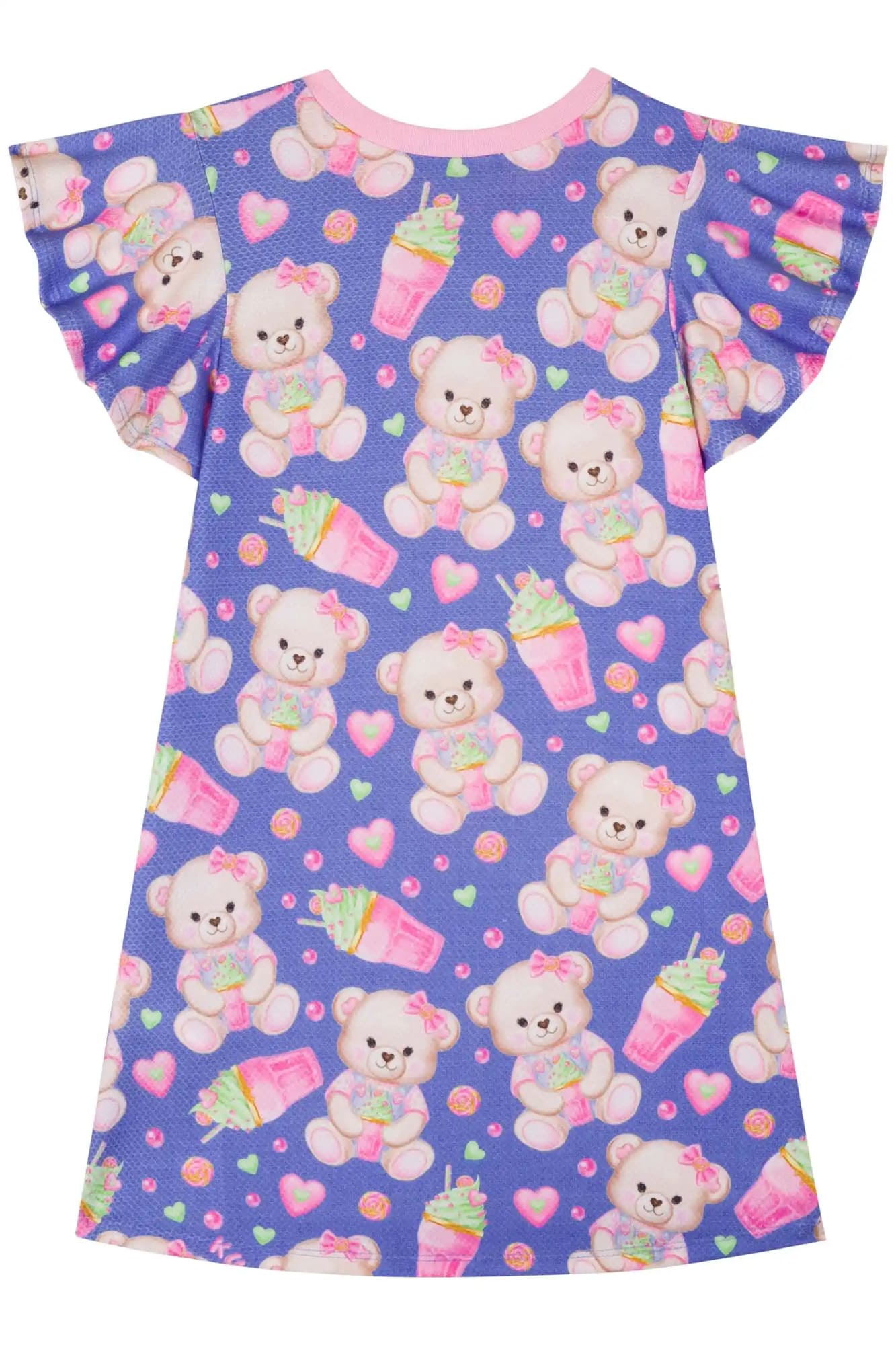 Vestido Infantil Kukiê Verão Azul Ursinha com Strass