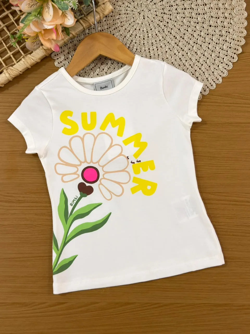 Conjunto Infantil Menina Bimbi Shorts Amarelo e Blusa Flor Summer