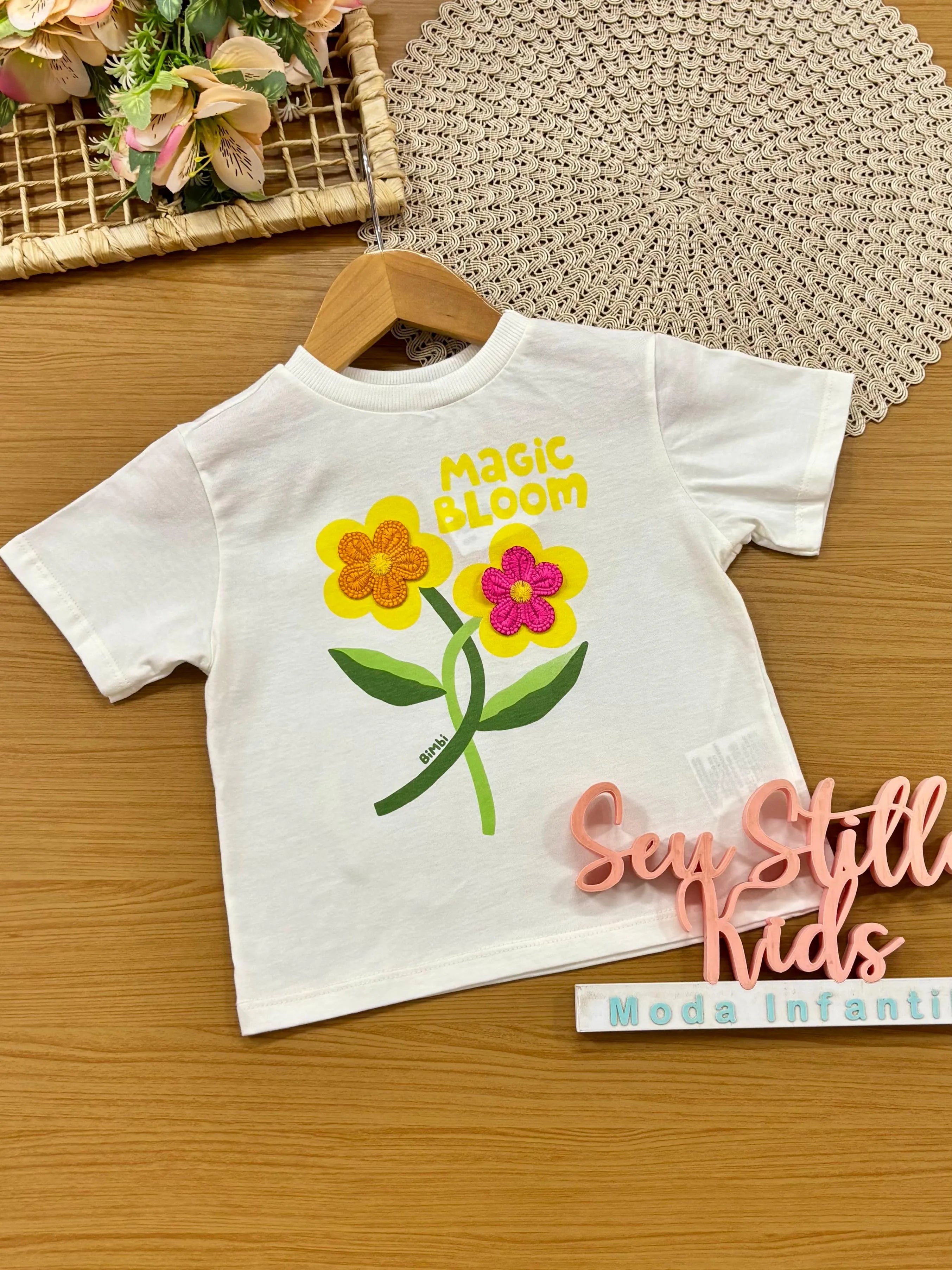 Blusa Infantil Menina Bimbi Branca Magic Bloom