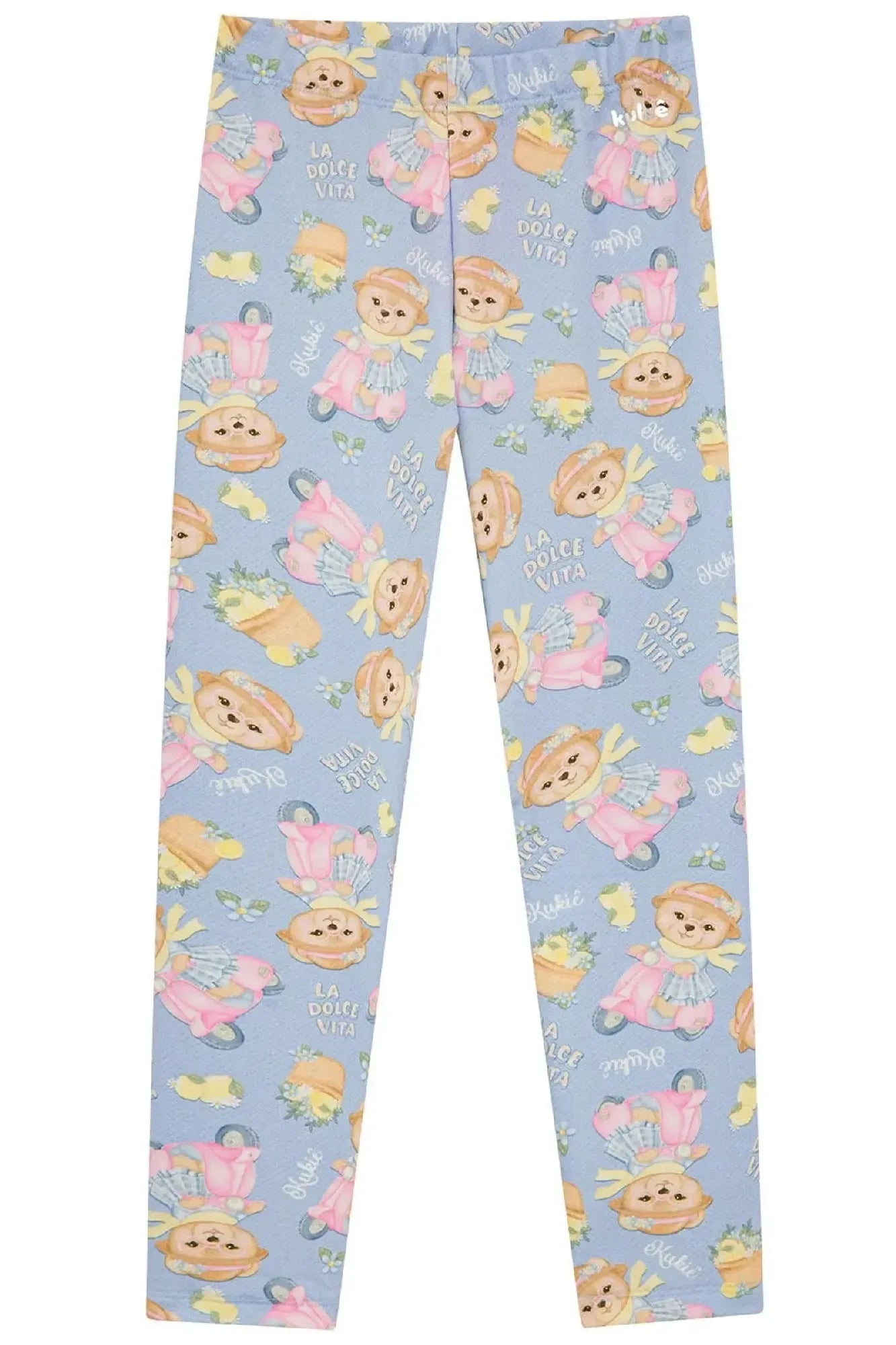 Calça Legging Infantil Kukiê Azul Ursinha La Dolce Vita