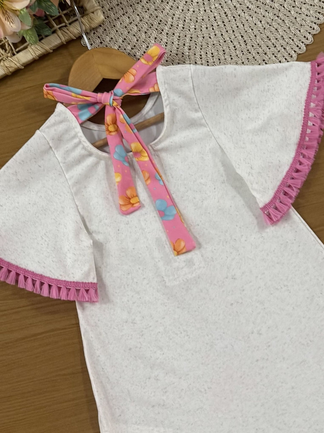 Vestido Infantil Kukiê Verão Off White Arco-Íris