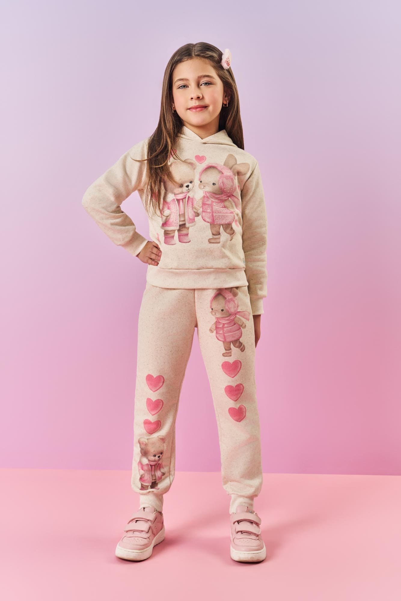 Conjunto Infantil Cinti Inverno Calça e Moletom Flanelado Love