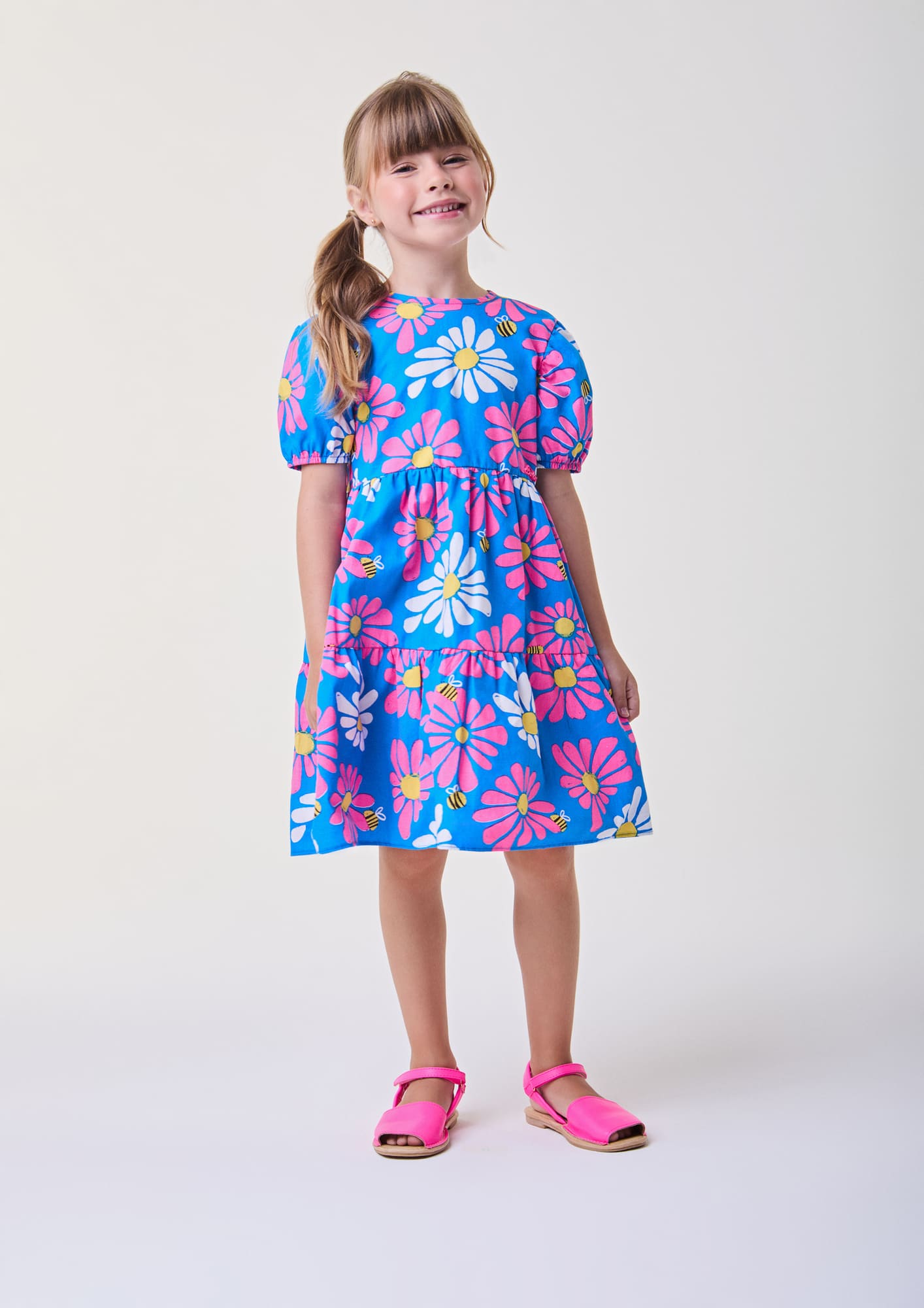 Vestido Infantil Bimbi Verão Azul Floral