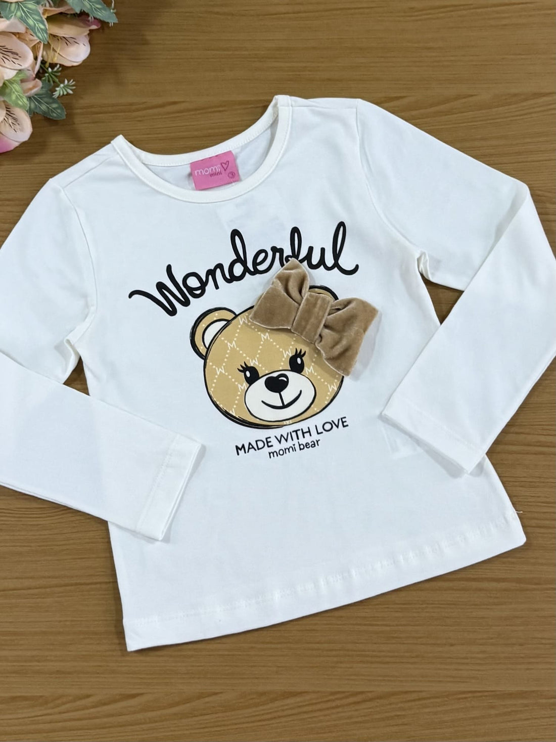 Conjunto Infantil Momi Inverno com Saia e Blusa Manga Longa Ursinha Laço
