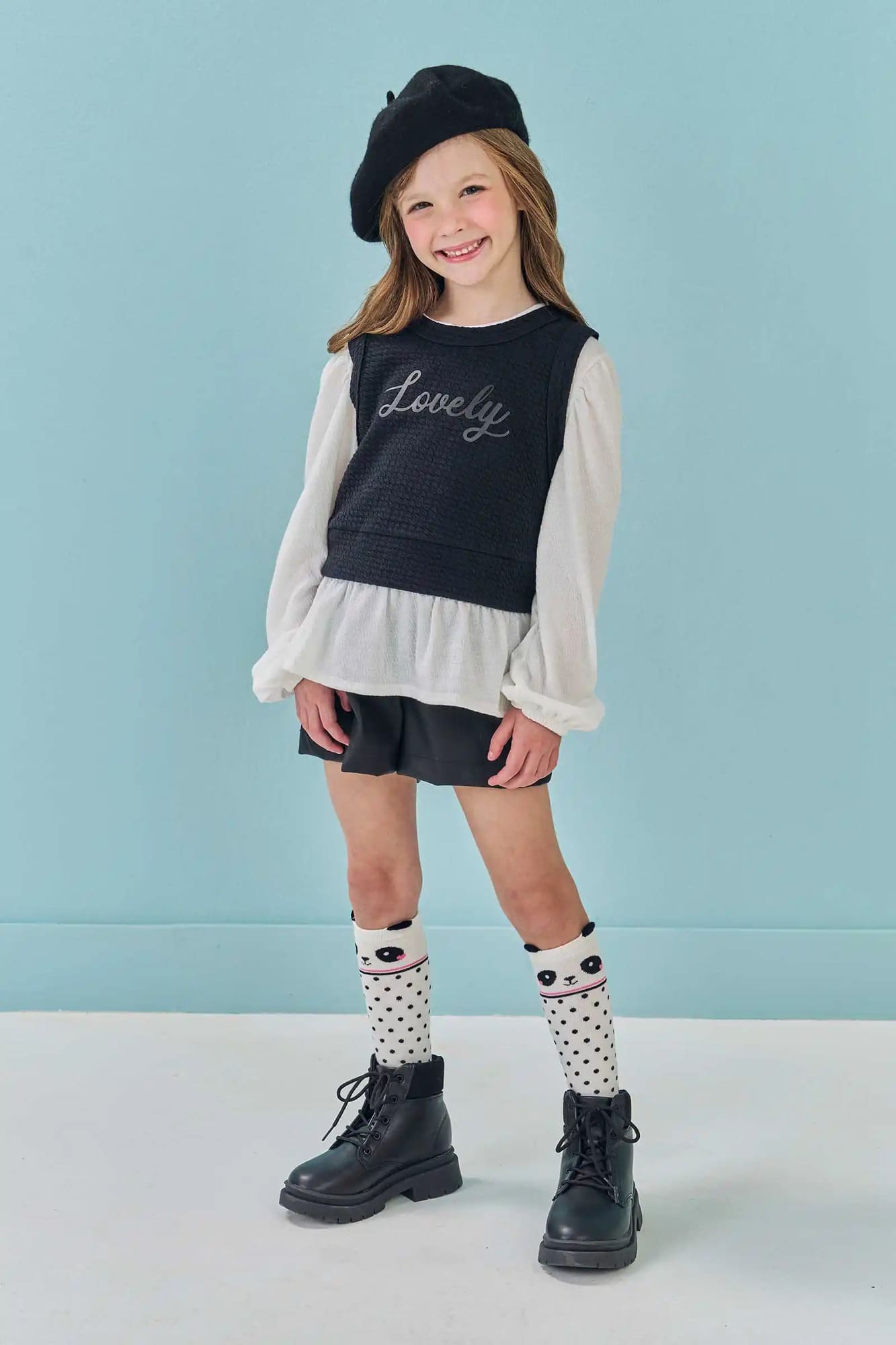Meia Infantil 3/4 Kukie Inverno Panda