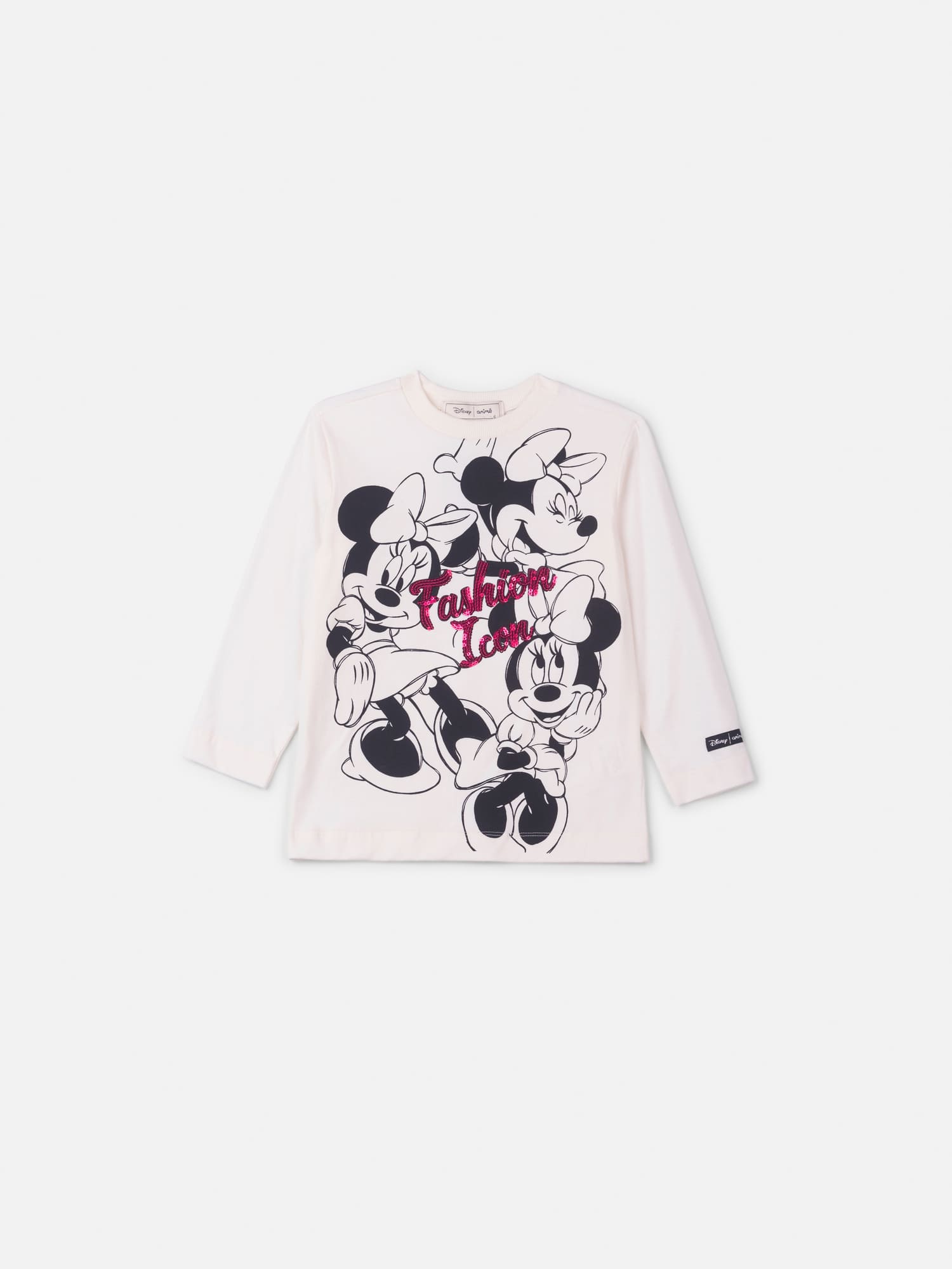 Blusa Infantil Animê Inverno Manga Longa Branca Minnie Fashion Disney