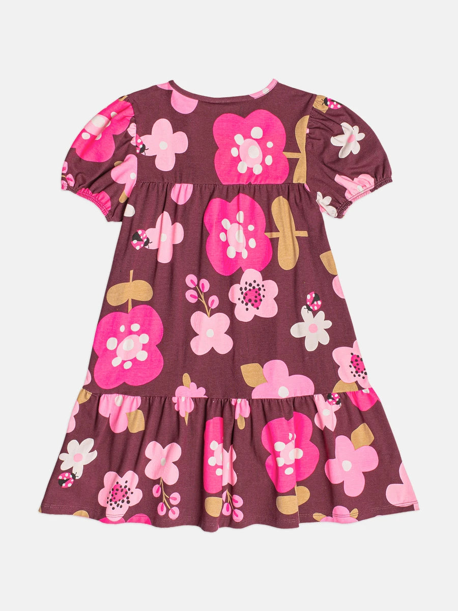 Vestido Infantil Bimbi Inverno Vinho Flozinhas