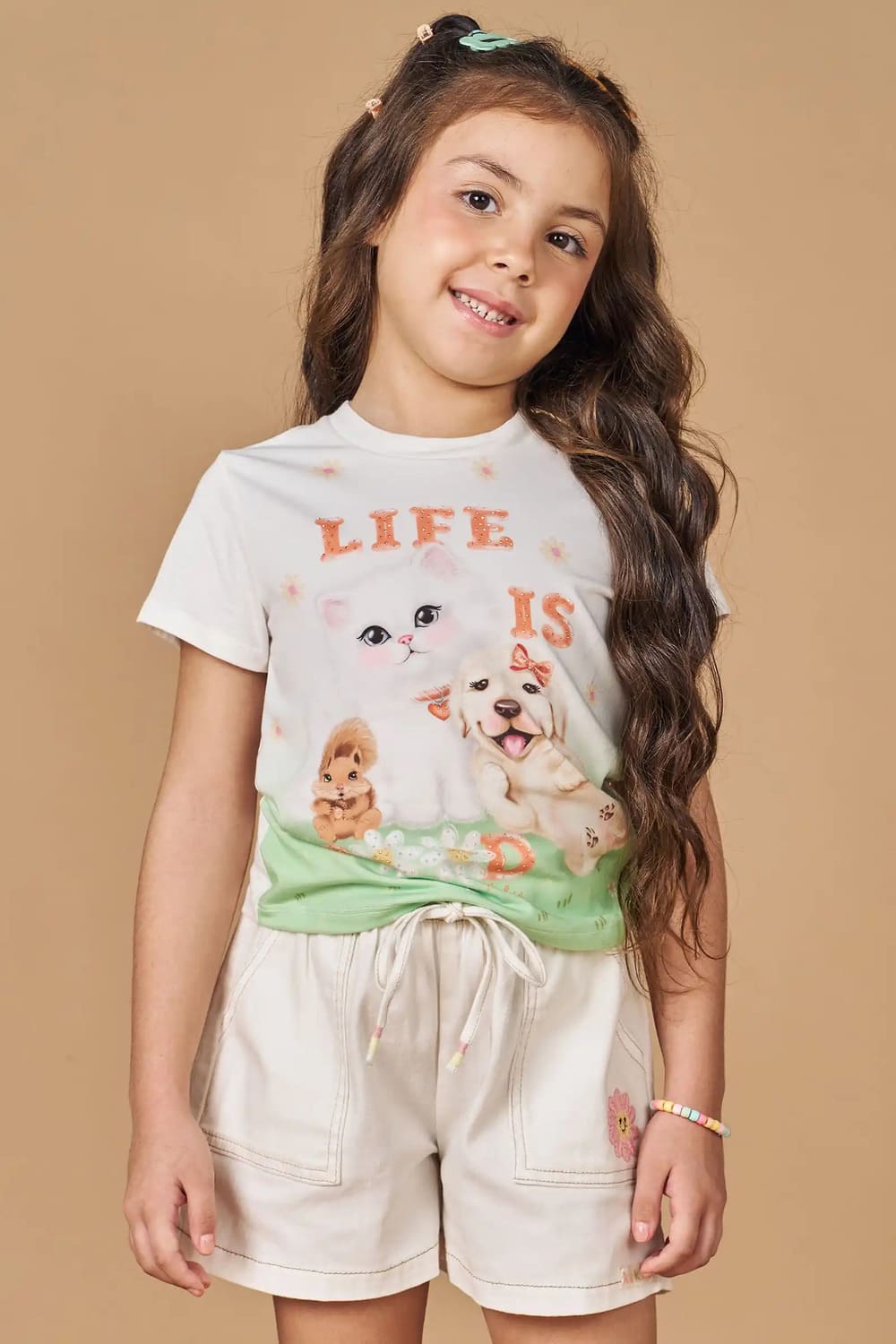 Blusa Infantil Kukie Verão Branca Cachorrinha