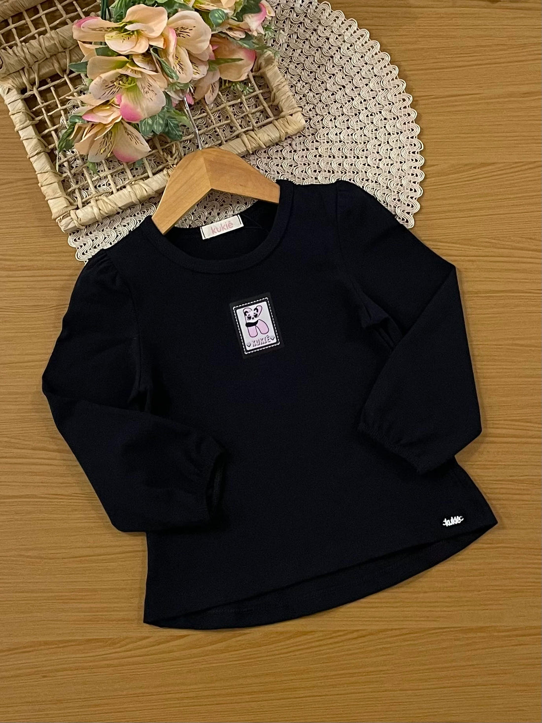 Conjunto Infantil Kukiê Inverno com Calça Legging e Blusa Manga Longa Preta Pandinha