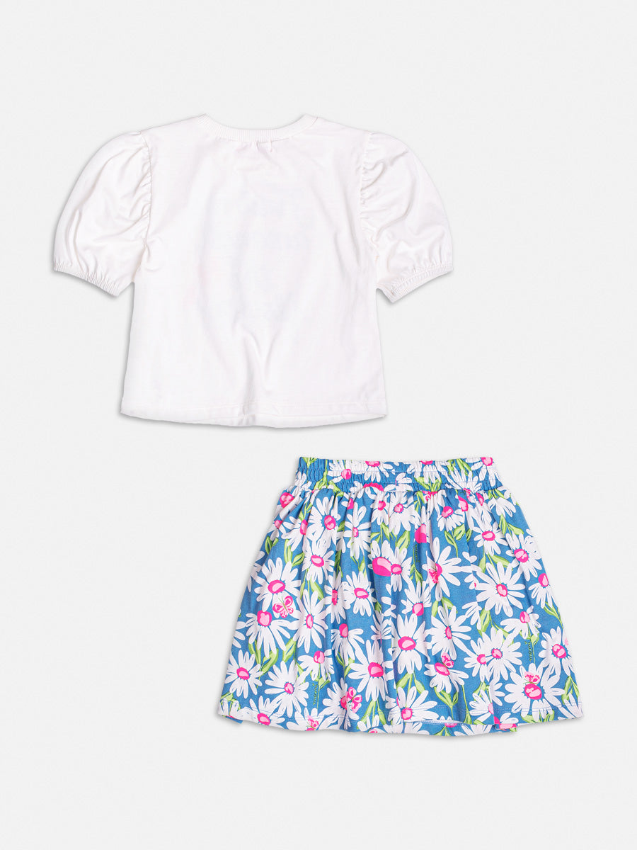 Conjunto Infantil Momi Verão Saia Floral e Blusa Flowers