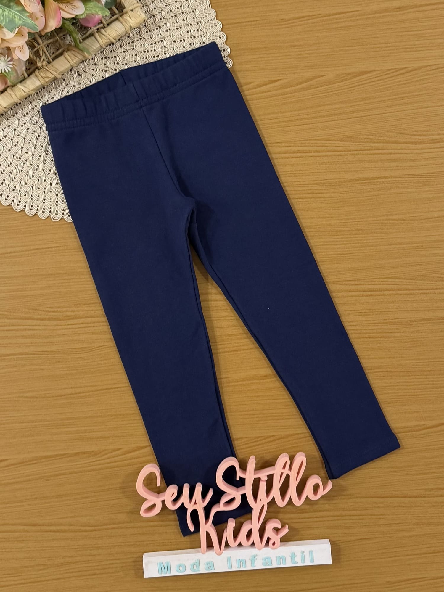 Calça Legging Infantil Brandili Inverno Flanelada Azul Marinho
