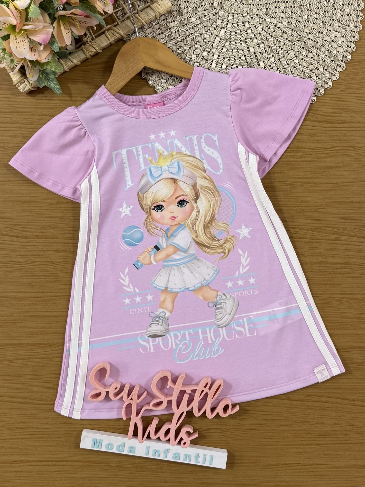 Vestido Infantil Cinti Verão Lilás Tennis Sport House