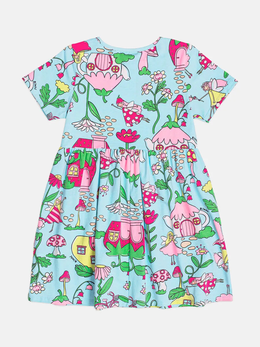 Vestido Infantil Bimbi Azul Jardim das Fadas