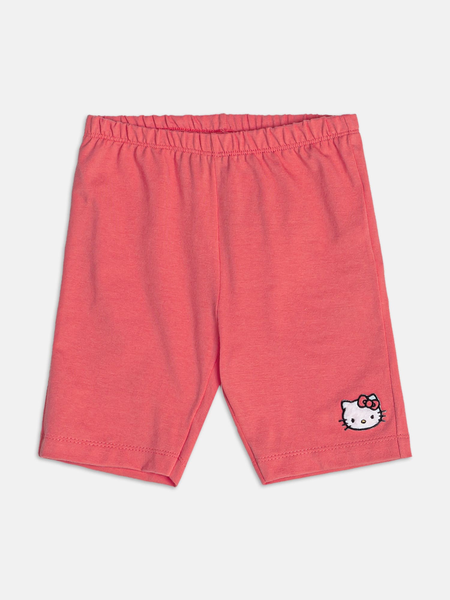 Conjunto Infantil Momi Verão com Shorts Ciclista Vermelho e Blusa Branca Hello Kitty Viagem