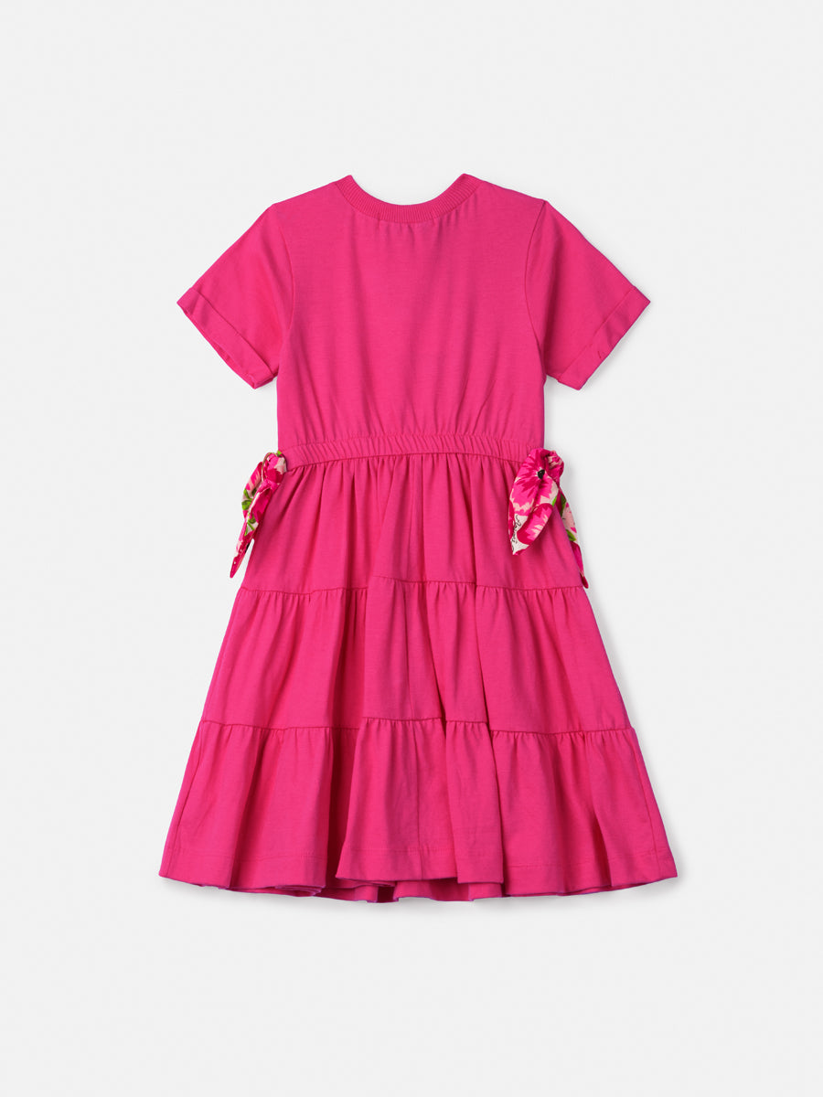 Vestido Infantil Animê Verão Rosa Joaninha