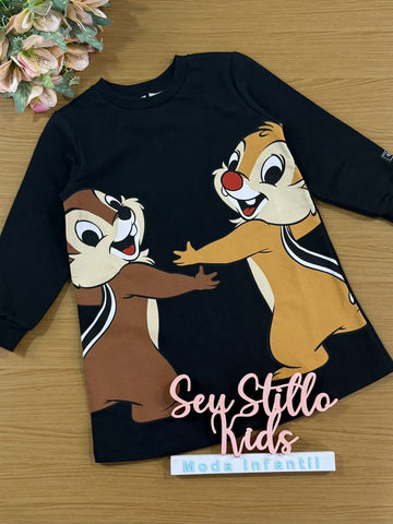 Vestido Infantil Momi Inverno Preto Tico e Teco