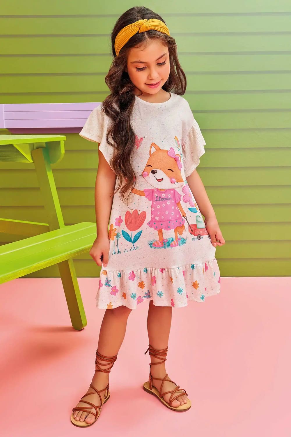 Vestido Infantil Kukie Alecrim Verão Raposinha