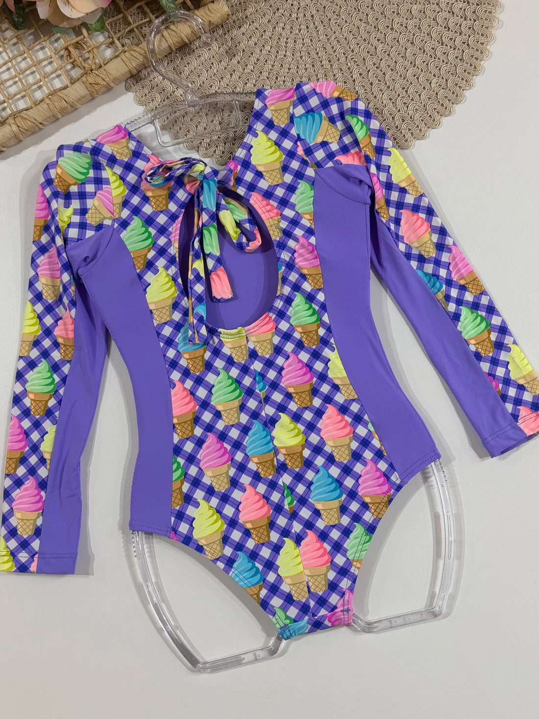 Maiô Infantil Siri Kids Manga Longa Roxo Maite Ice Cream 43176