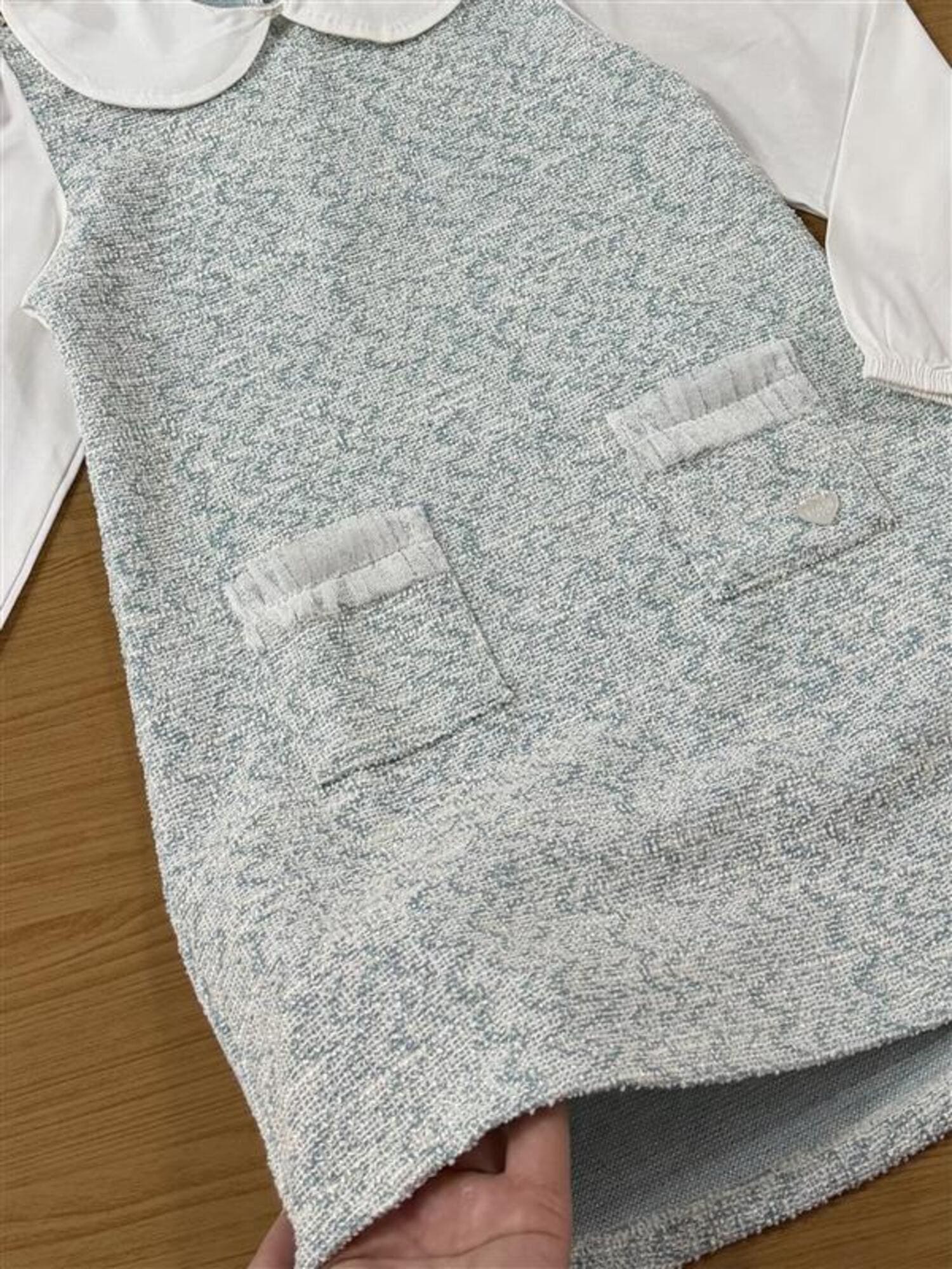 Vestido Infantil Kukiê Inverno Azul com Bolsinhos