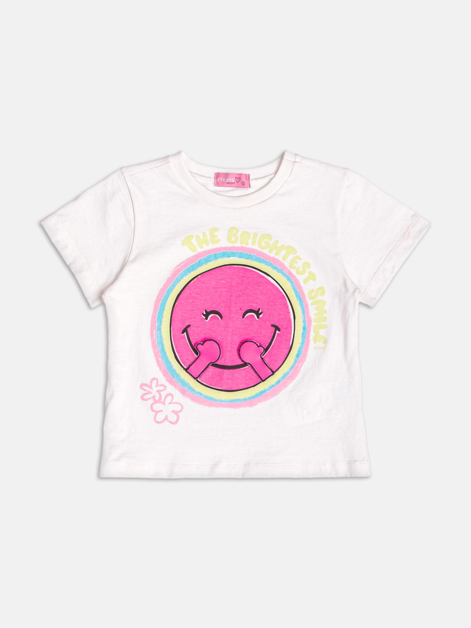 Blusa Infantil Momi Verão Branca Emoji Smile