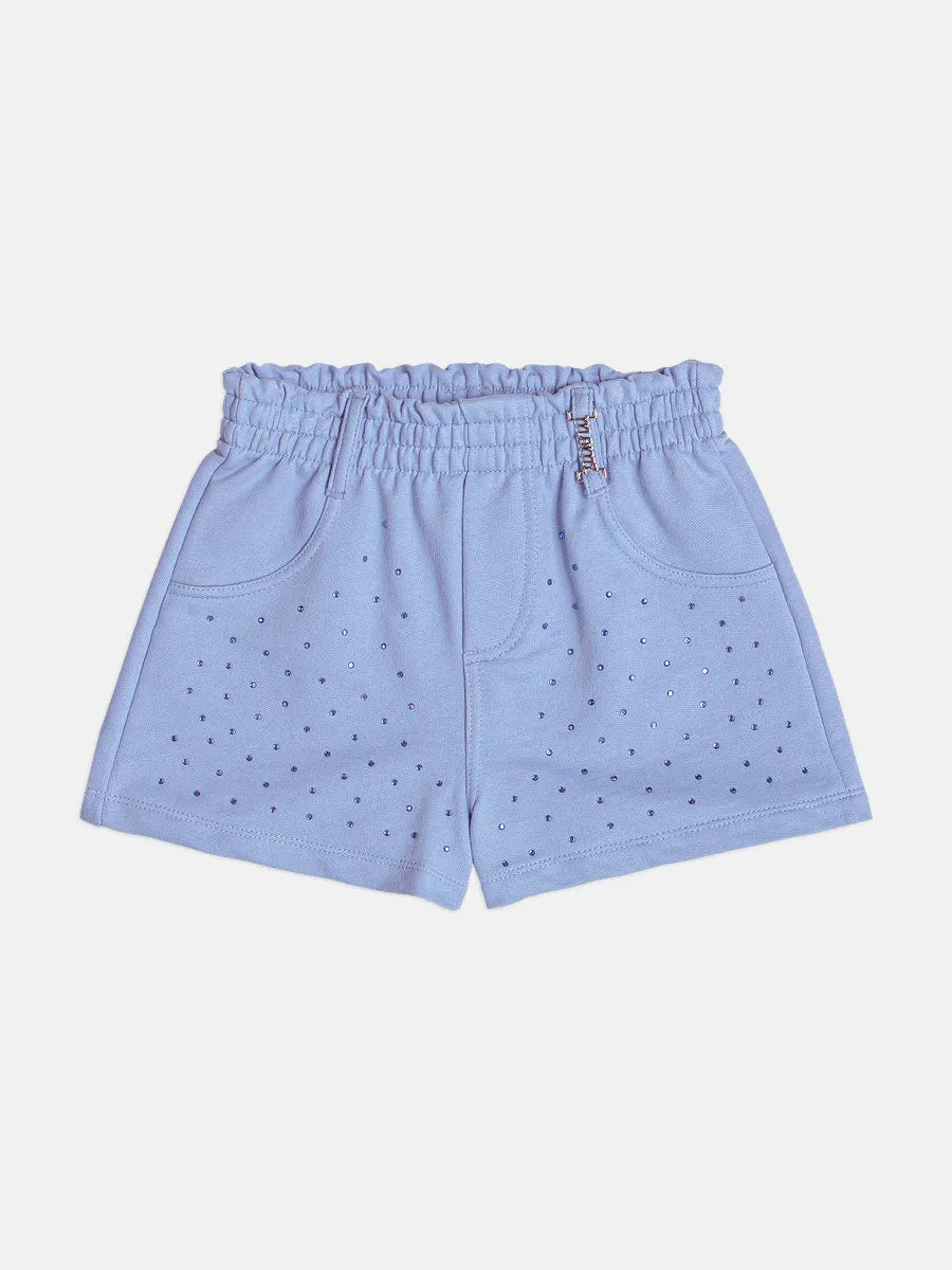 Shorts Infantil Menina Momi Azul com Strass