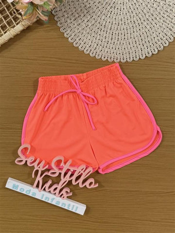 Shorts Infantil Cinti Verão Laranja Neon