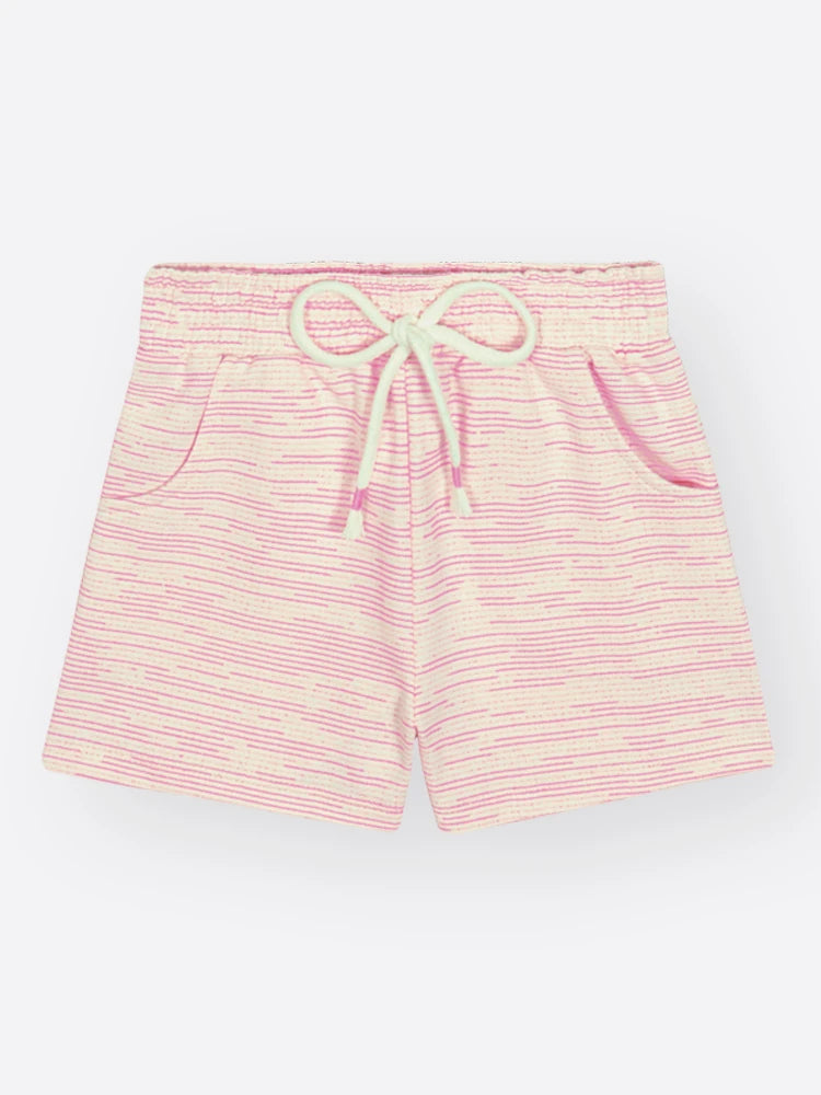 Conjunto Infantil Cinti Inverno com Shorts e Blusa Manga Curta Rosa Listrada