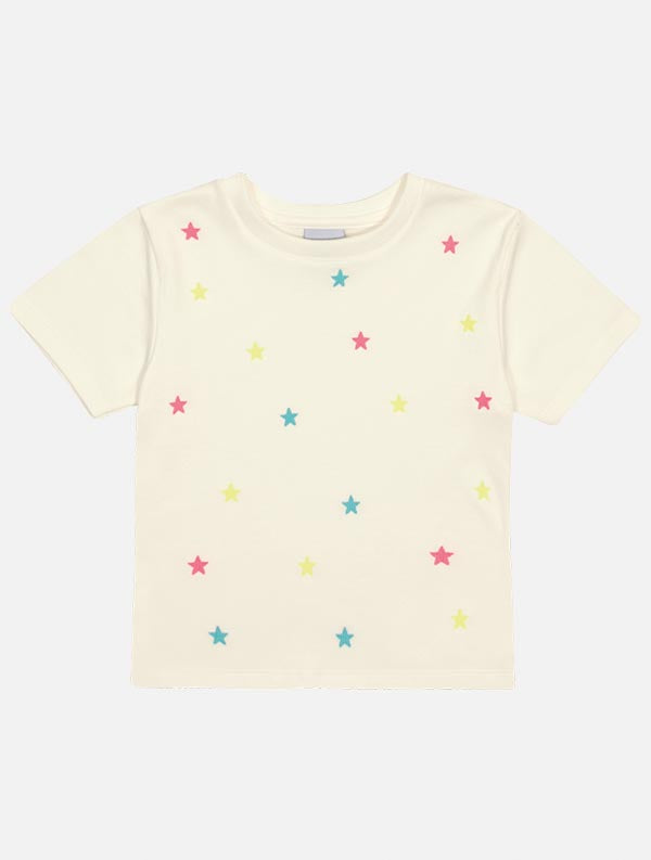 Blusa Infantil Catavento Verão Off White Estrelinhas