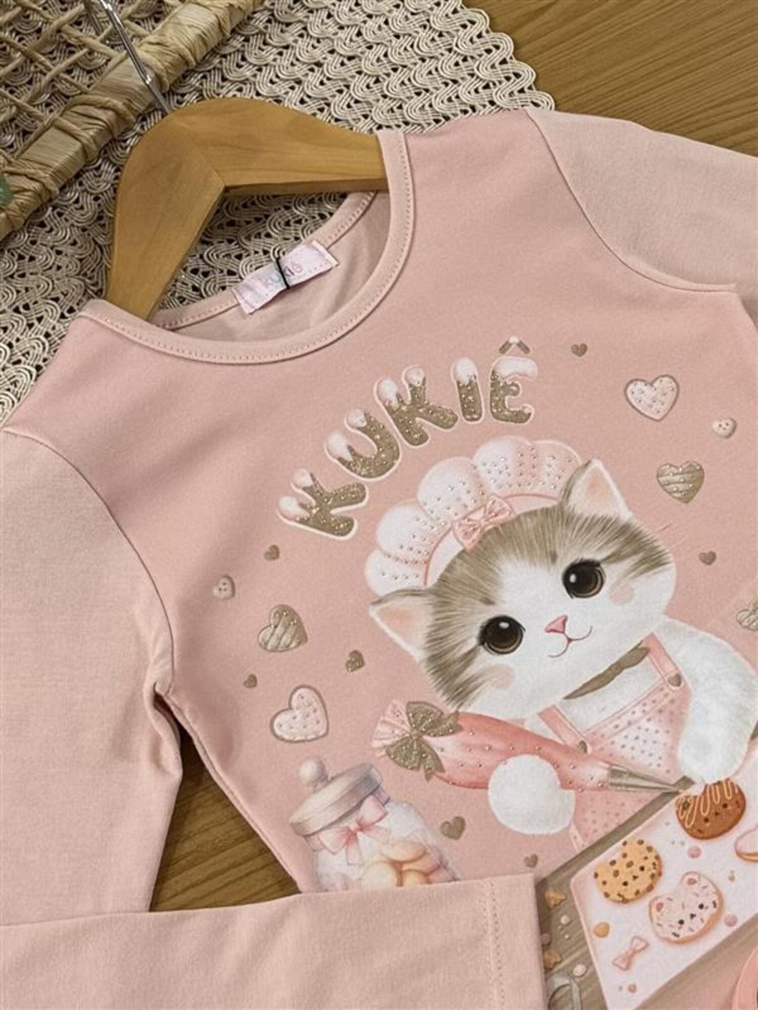 Blusa Infantil Kukiê Inverno Manga Longa Rosa Gatinha Docinhos