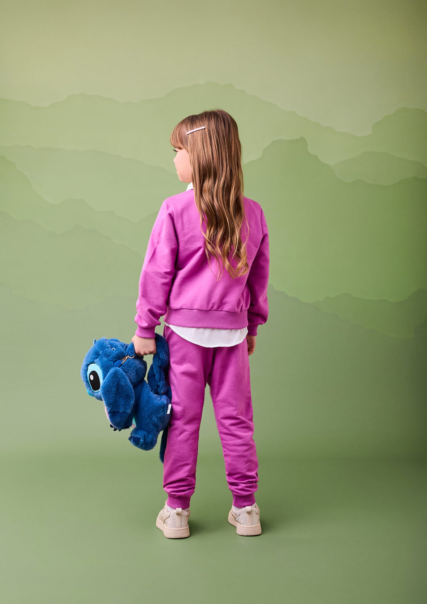 Conjunto Infantil Momi Inverno com Calça e Moletom sem Flanela Roxo Stitch Disney