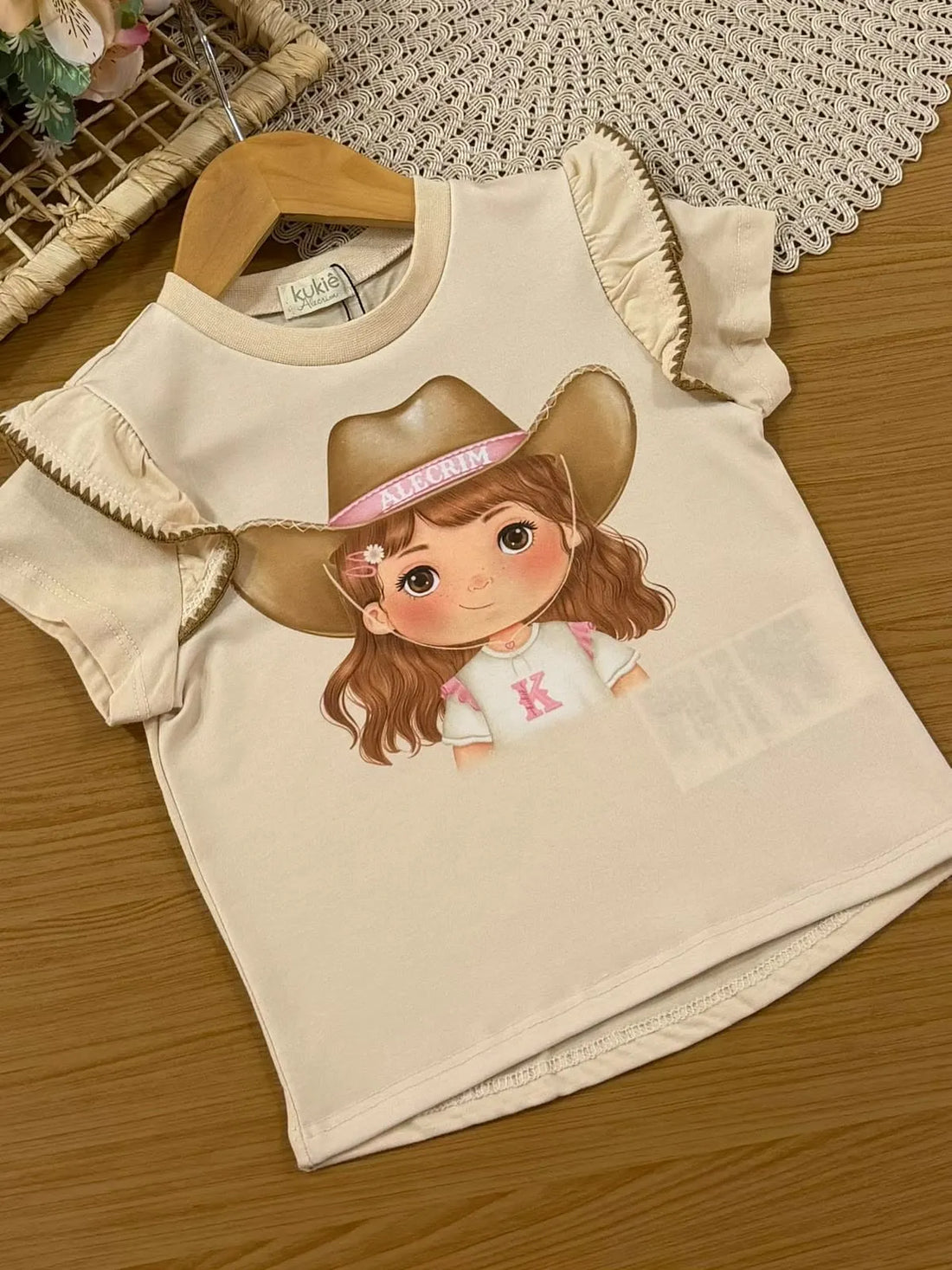 Conjunto Infantil Menina Kukiê com Short-Saia e Blusa Menina Boiadeira