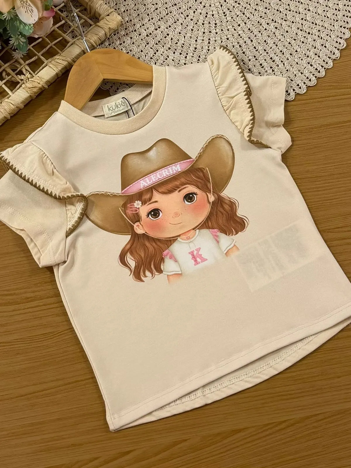 Conjunto Infantil Menina Kukiê com Short-Saia e Blusa Menina Boiadeira
