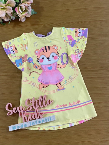 Vestido Infantil Kukie Alecrim Verão Amarelo Musical