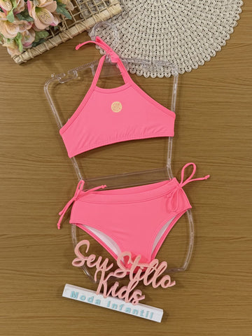 Biquíni Infantil Kukiê Verão Rosa Neon