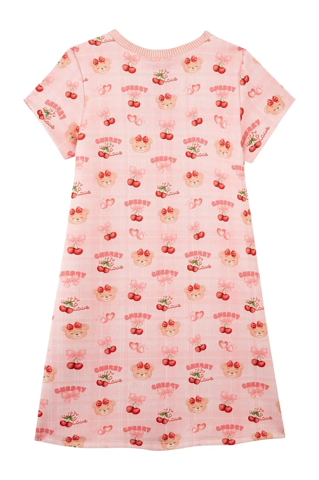 Vestido Infantil Kukiê Inverno Rosa Ursinha Cherry