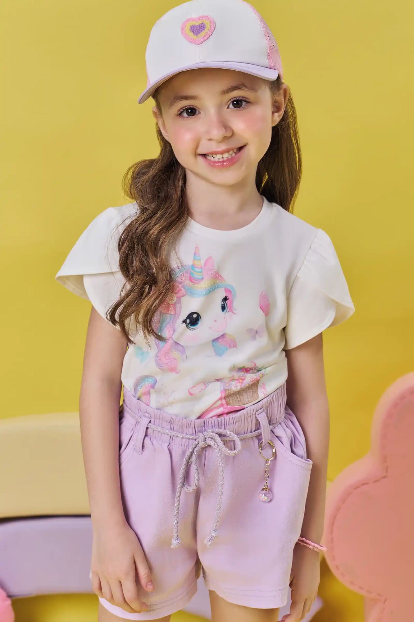 Blusa Infantil Kukiê Verão Branca Unicórnio com Strass