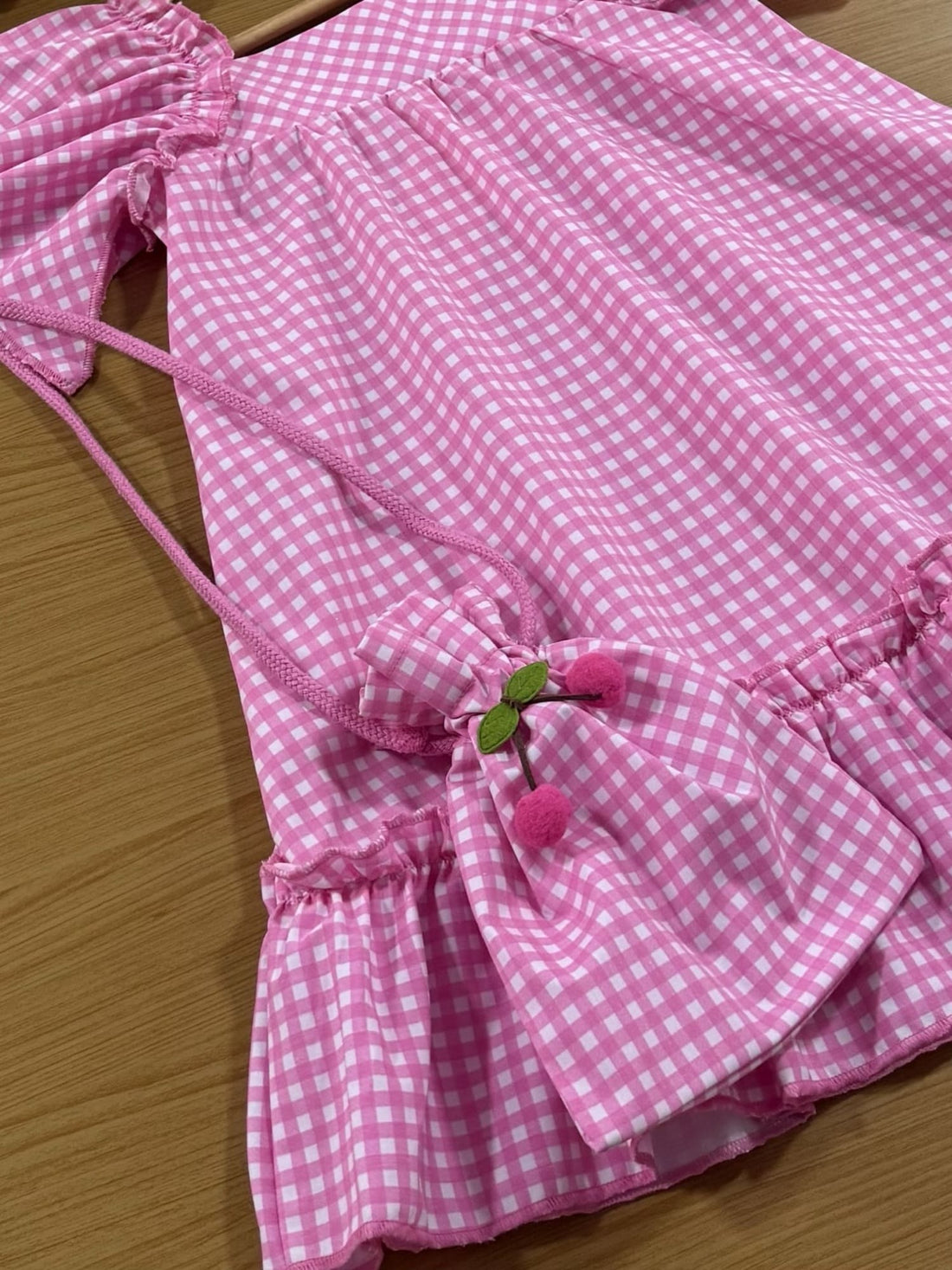 Vestido Infantil Cinti Verão Xadrez Rosa com Bolsinha