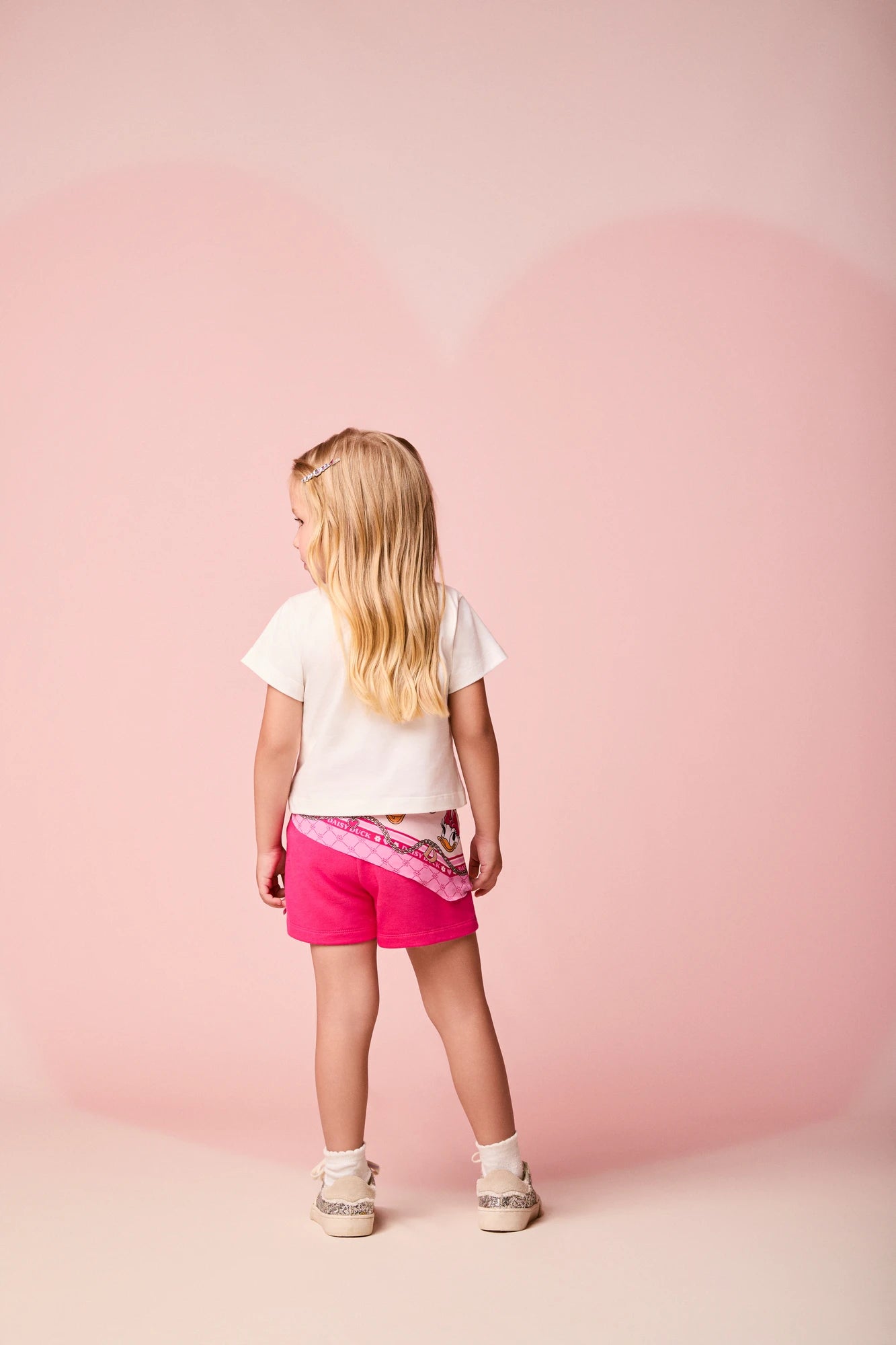 Conjunto Infantil Momi Inverni, Shorts com Lenço Rosa e Blusa Manga Curta Daisy e Donald Disney