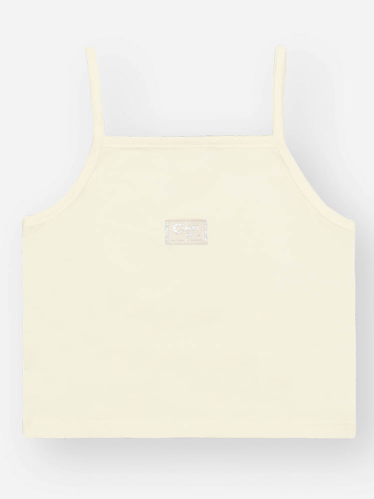 Conjunto Infantil Cinti Verão, Shorts Saia e Sobreposição Tricô 3D e Cropped Branca