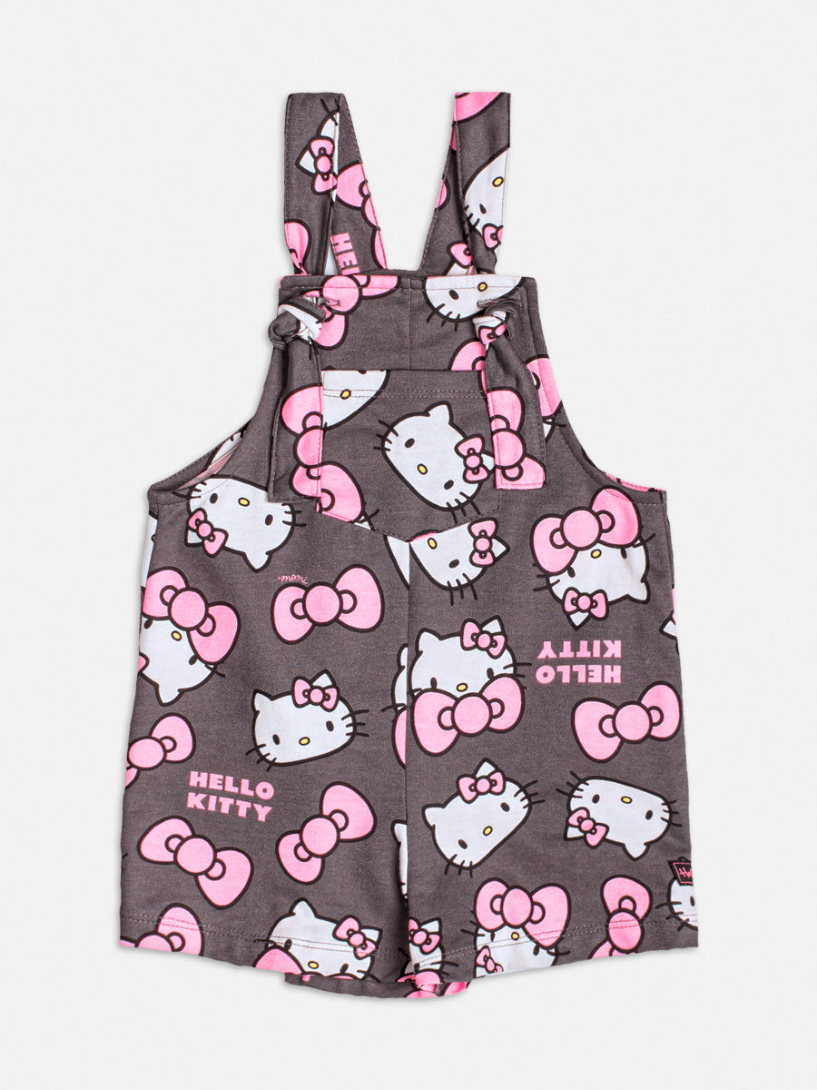 Jardineira Infantil Momi Cinza Hello Kitty