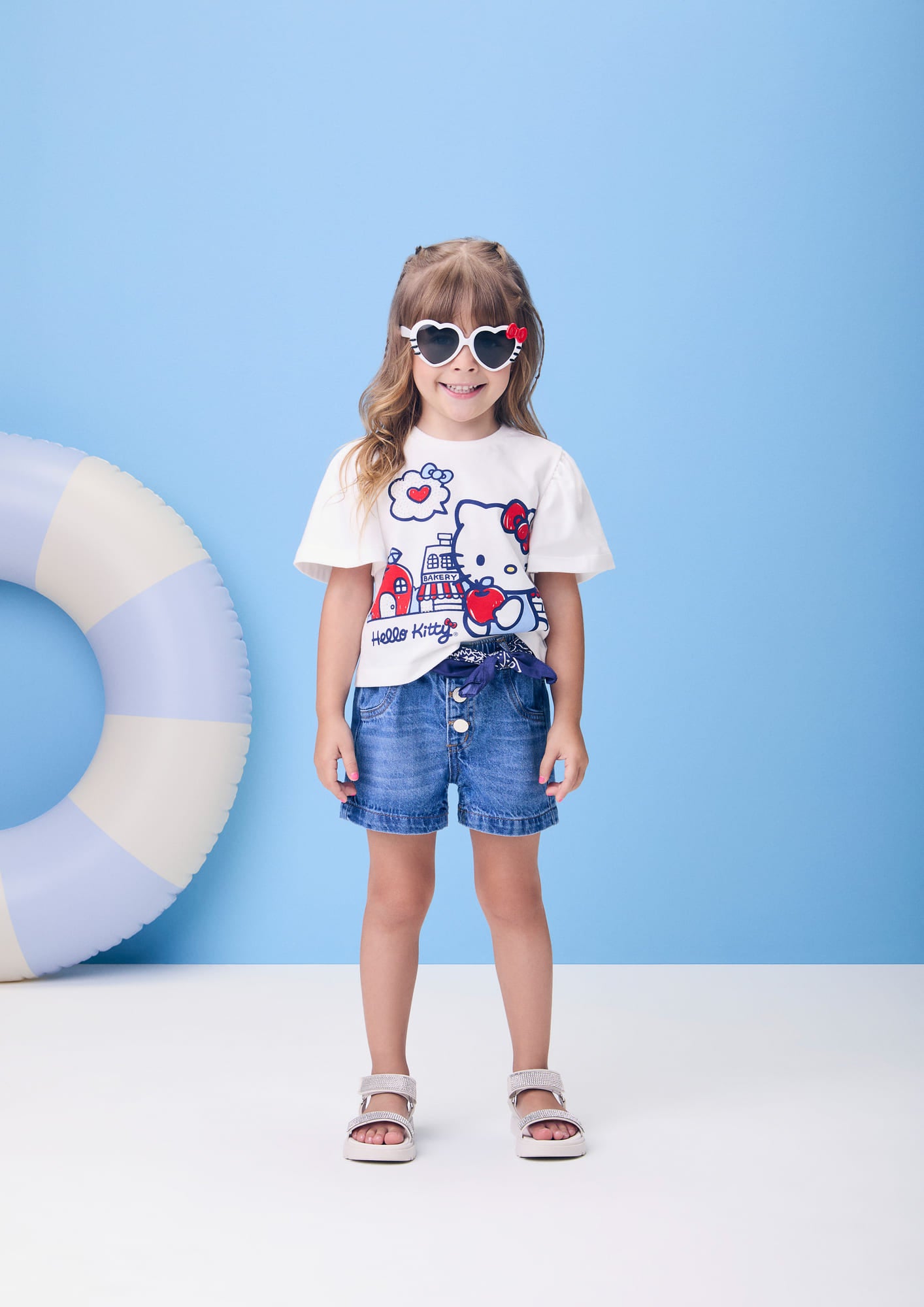 Blusa Infantil Momi Verão Branca Hello Kitty com Strass