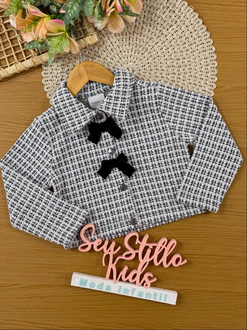 Jaqueta Infantil Momi Inverno Braca Tweed com Laços