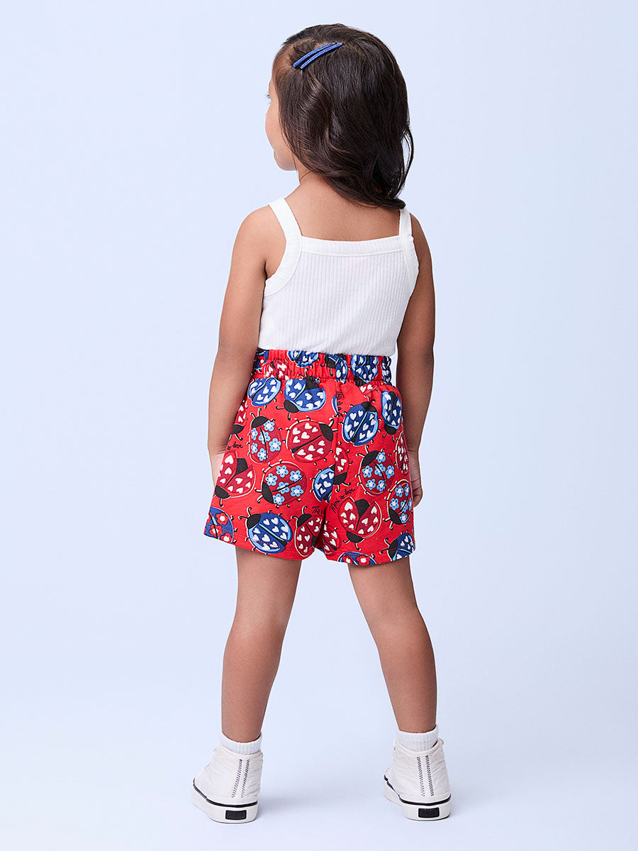 Conjunto Infantil Momi Verão Shorts Saia Joaninha e Regata