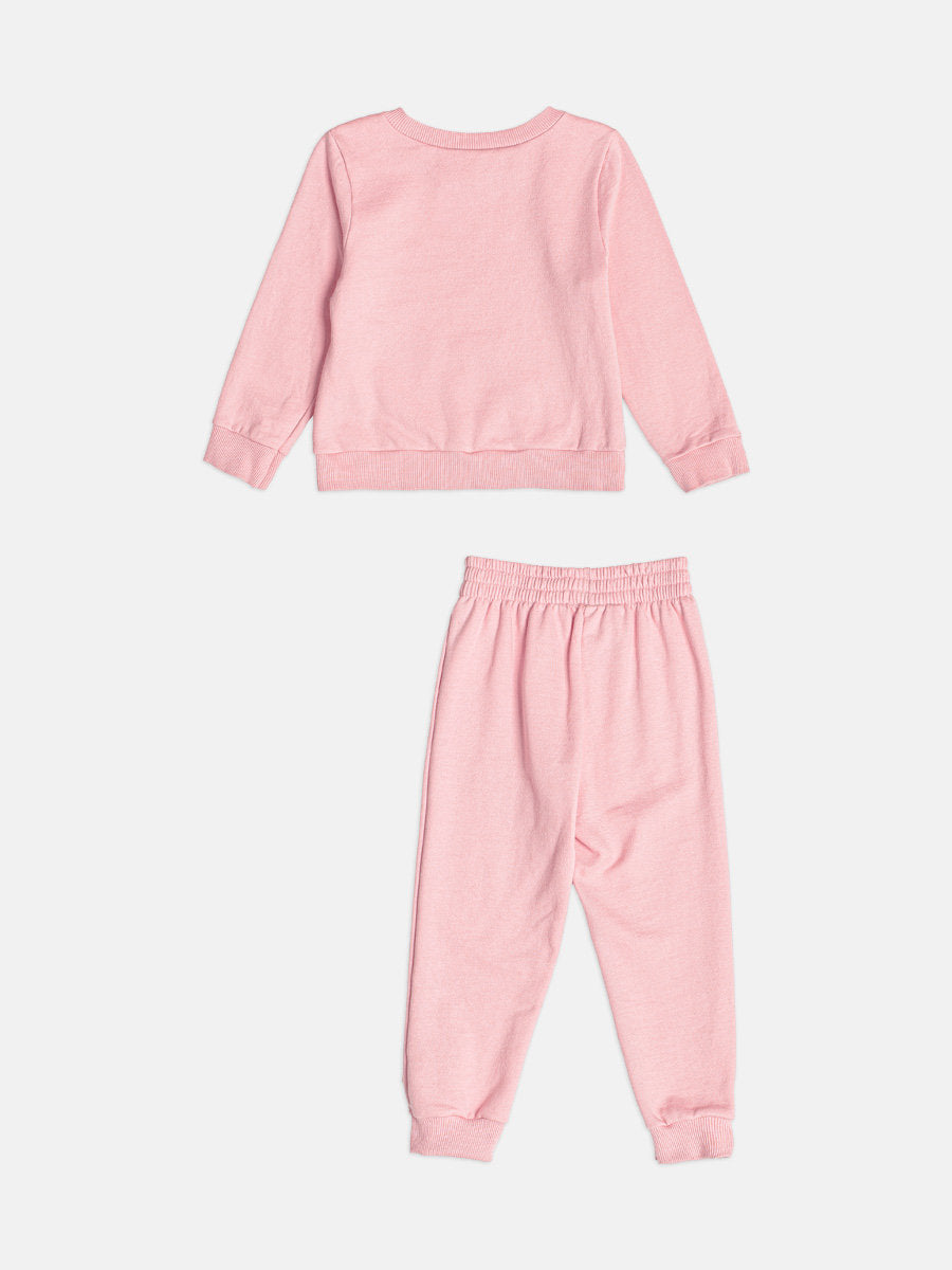 Conjunto Infantil Momi Inverno com Calça e Moletom Flanelado Rosa Tico e Teco Strass