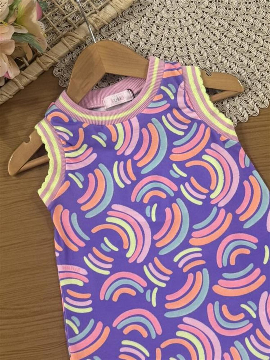 Vestido Infantil Kukiê Verão Roxo Arco-íris